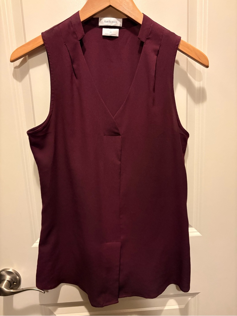 Van Heusen Sleeveless V-Neck Blouse Burgundy